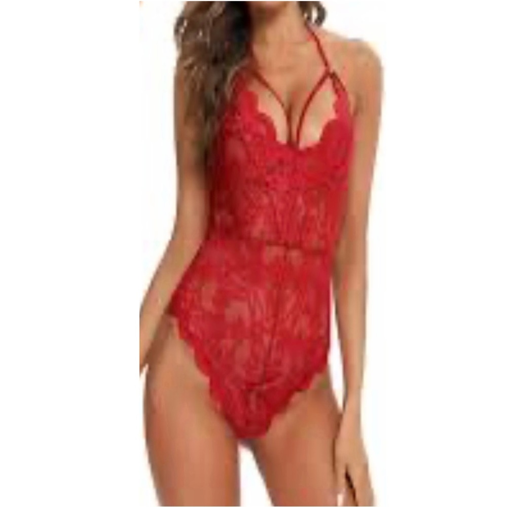 LOLLO VITA TEDDY HALTER LACE BODYSUIT BABYDOLL.SIZE S